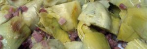 receta de alcachofas con jamón y cebolla